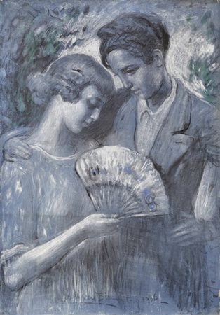 Angelo Dall'Oca Bianca "Prime parole d'amore" 1936
pastelli colorati su tela (cm