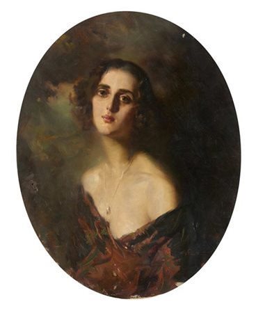 Giuseppe Palanti "Ritratto femminile" 
olio su tela (cm 84x65,5)
Firmato in bass