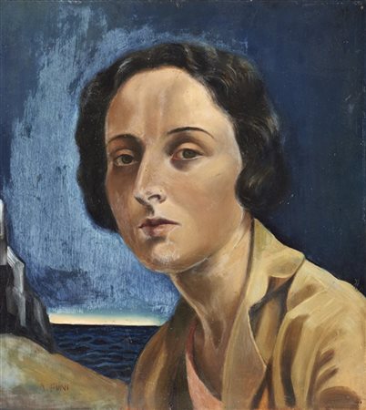 Achille Funi "Ritratto femminile" 
olio su compensato (cm 40x37)
Firmato in bass