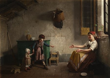 Gaetano Chierici "I primi passi" 1871
olio su tela (cm 55x77)
Firmato e datato i