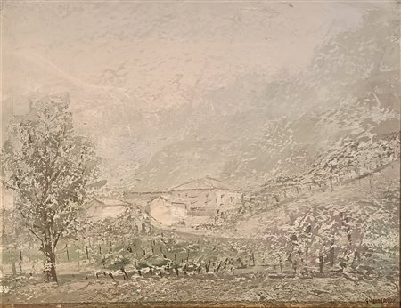 GUSMAROLI CARLO Valtellina (So) 1921 Paesaggio Olio su tela 40,00x50,00 Firma...