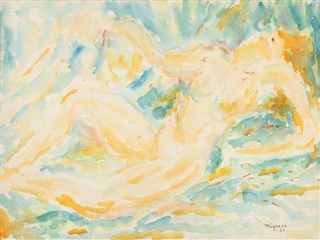 Giuseppe Migneco (Messina 1908-Milano 1997)  - Nudo disteso, 1939