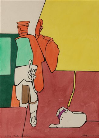 Valerio Adami (Bologna 1935)  - Piccolo ritratto militare, 1972