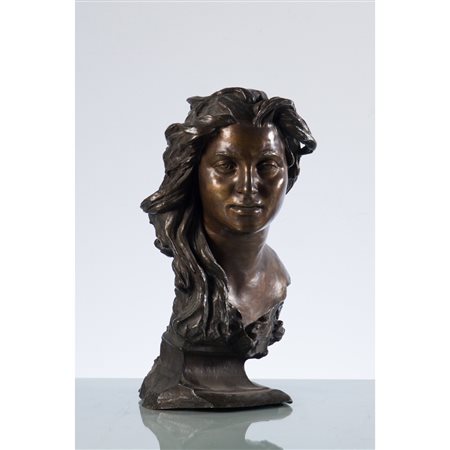 VINCENZO GEMITO, Testa di Anna, Scultura in bronzo