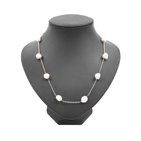 COLLANA in oro bianco 18 KT e perle fresh water