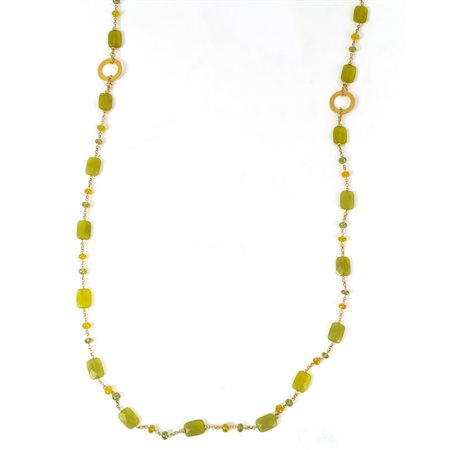 COLLANA in oro giallo 18 KT con quarzi citrini e quarzi lime