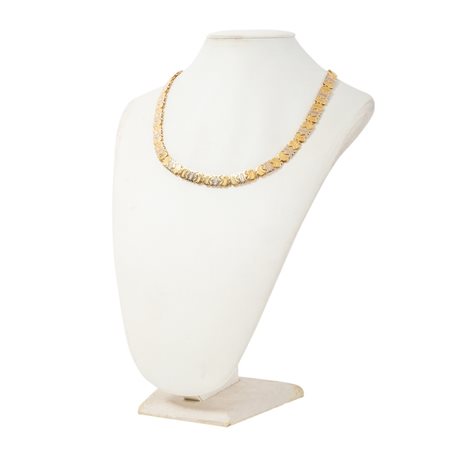 COLLANA in oro giallo e bianco 18 KT  (g. 31,70)