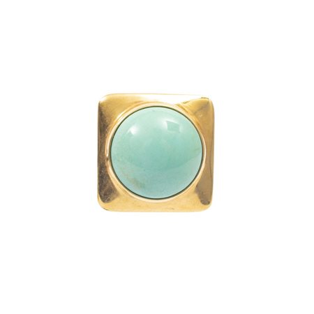 ORECCHINI in oro giallo 18 KT e cabochon di turchese