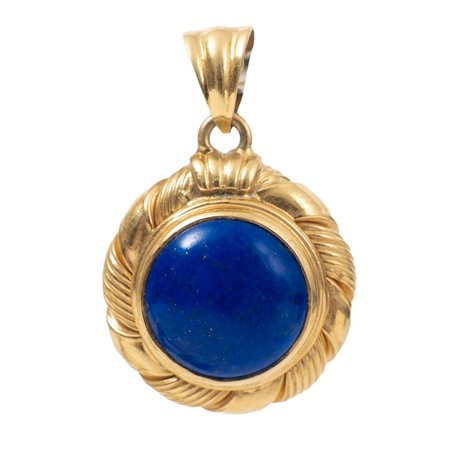 CIONDOLO in oro giallo 18 KT e cabochon in lapis (g. 4,60)