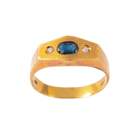 ANELLO in oro giallo 18 KT con zaffiro