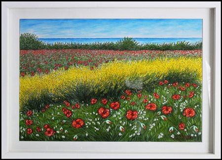 DAUREA GIOVANNI Caltanissetta 1955 "Fiori di campo con vista mare"