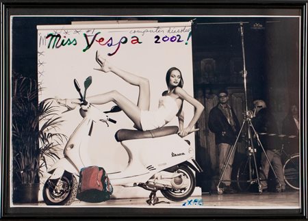 Peter Beard, (1938) MISS VESPA stampa offset, collage, penna e interventi a...