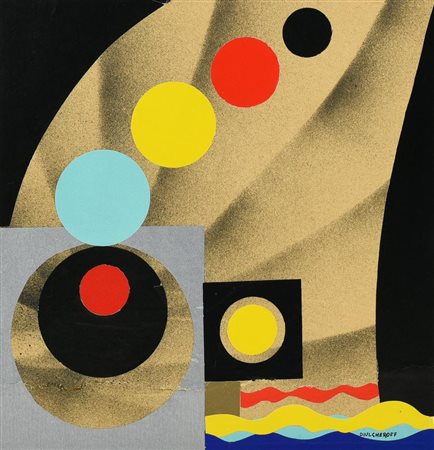 Nicolay Diulgheroff, (1901 - 1982) COMPOSIZIONE tenica mista collage su...