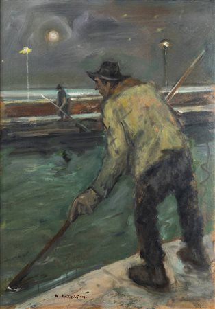 ALFREDO CATARSINI<BR>Viareggio (LU) 1899 - 1993<BR>"La pesca della anguille cieche"