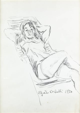 EDGARDO CORBELLI<BR>Torino 1918 - 1989<BR>"Ragazza sdraiata" 1970