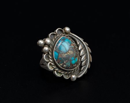  Arte del Nord America  - U.S.A. Navajo.
Anello.
Argento e turchese.