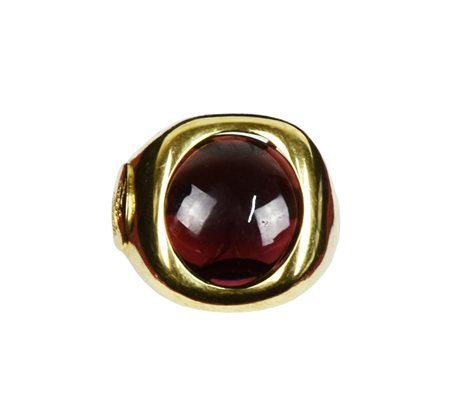 ANELLO IN ORO GIALLO in oro giallo 18kt, con granato almandino,...