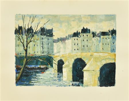 Anonimo PONTE CON ARCHI pastelli ad olio su carta, cm 44x56