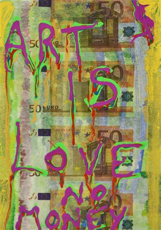 Riccardo Conte ART IS LOVE NO MONEY tecnica mista e applicazioni su tela, cm...