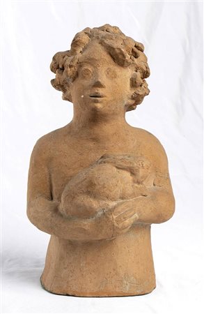 HERTA OTTOLENGHI WEDEKIND (Berlino, 1885 - Acqui, 1953): Bustino di figura con coniglio, 1931