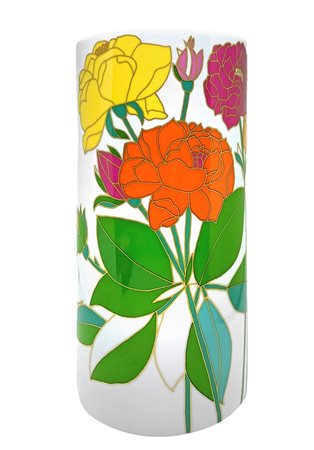 Rosenthal (1879)  -  "Vaso dipinto con smalti a motivo floreale", 70's