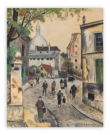 CESARE BREVEGLIERI (1902-1948) - Senza Titolo (Strada a Montmartre), 1942