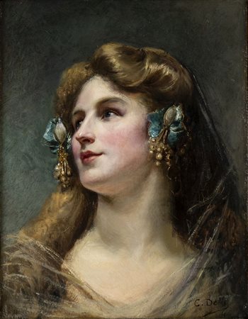 CESARE AUGUSTO DETTI (Spoleto, 1847 - Parigi, 1914): Ritratto di giovane fanciulla