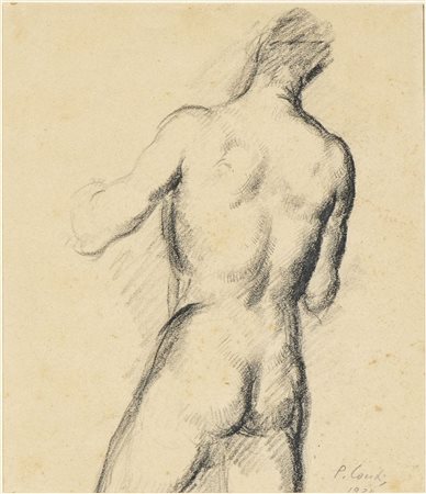 PRIMO CONTI (Firenze, 1900 - Fiesole, 1988): Nudo maschile di schiena, 1925