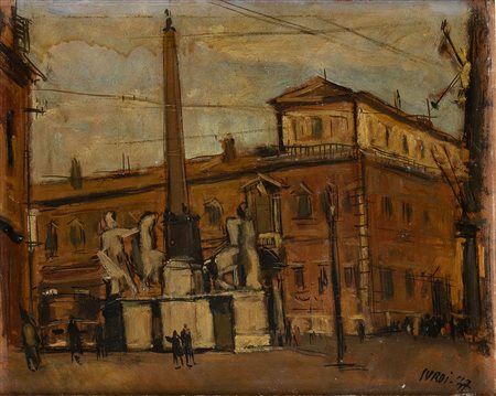 LUIGI SURDI (Napoli, 1897 - Roma, 1959): Piazza del Quirinale, 1947