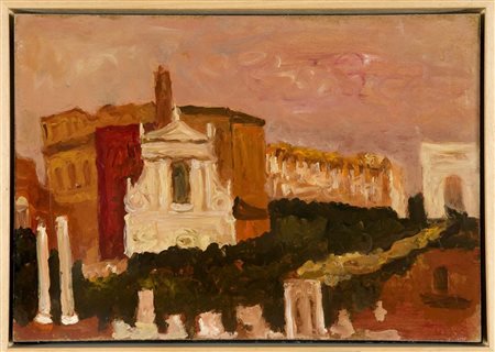 CARLO QUAGLIA (Terni, 1903 - Roma, 1970): Foro Romano (con vista sulla chiesa di S. Francesca Romana), 1966