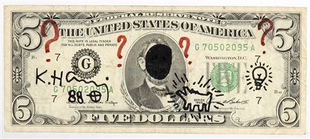 KEITH HARING  (Reading, 1958 – New York, 1990): Five Dollars, 1988