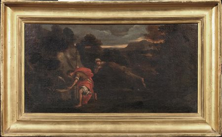 Scuola romana, secc. XVII-XVIIIDUE PASTORI IN UN PAESAGGIO ARCADICOolio su...