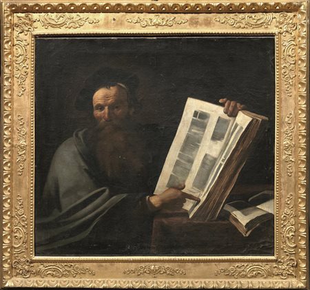 Caravaggista olandese, sec. XVIIRITRATTO DI FILOSOFOolio su tela, cm 95,5x105