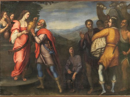 Jacopo Confortini(Firenze 1602-1672)REBECCA ED ELIZERolio su tela, cm...