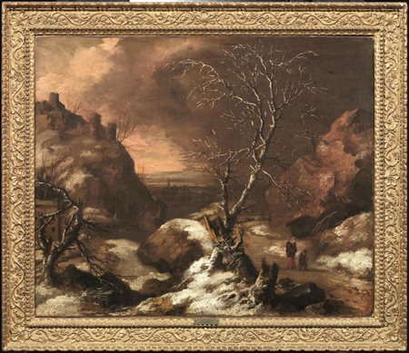 Gerard van Edema(Amsterdam 1652- Richmond 1700)PAESAGGIO INVERNALE CON FIGURE...