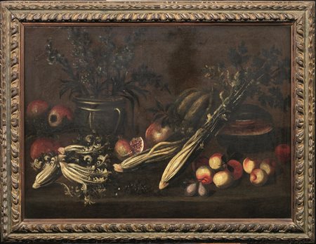 Scuola Italia centrale, secc. XVII-XVIIINATURA MORTA CON FRUTTA E ORTAGGIolio...