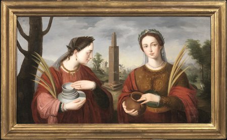 Scuola romana, prima metà sec. XIXDUE SANTE MARTIRIolio su tela, cm 71x127