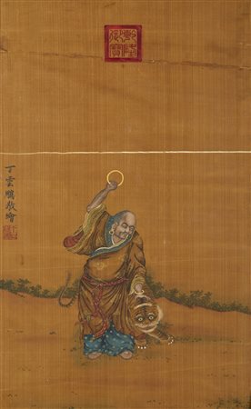  Arte Cinese - Pindola che doma la tigre
Cina, dinastia Qing, XIX secolo.