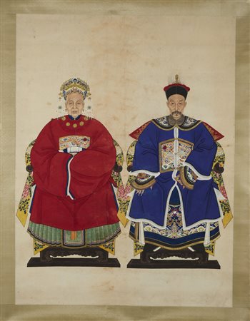  Arte Cinese - Un Mandarino e sua moglie.
Cina, Qing, XIX secolo.