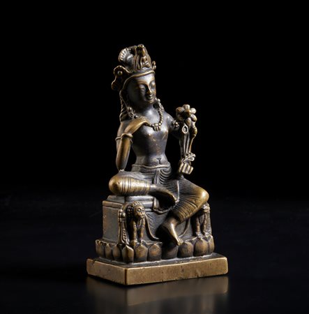  Arte Indiana - Avalokitesvara in bronzo 
Nord India o Kashmir, XX secolo .