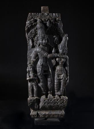  Arte Indiana - Fregio in legno intagliato raffigurante Shiva
India, XVIII secolo .