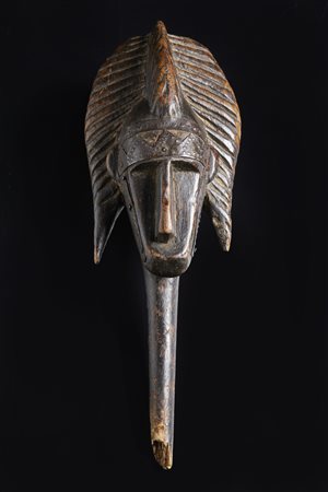  Arte africana - Mali, Marka/Bamana.
Testa di marionetta Merekum.
Legno e metallo.