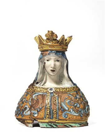 Busto, Siena, metà sec. XVIII, Madonna di Provenzano incoronata, in maiolica...