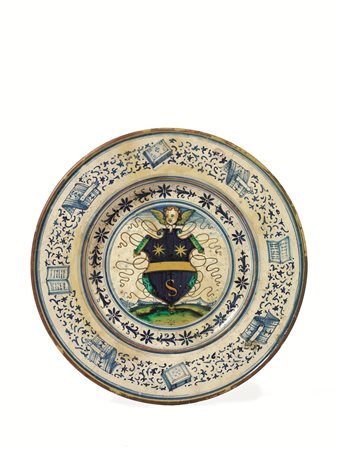 Piatto, Cafaggiolo, prima metà sec. XVI, in maiolica, cavetto decorato da...