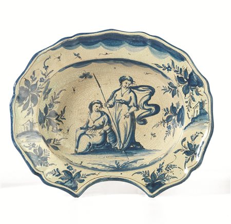 Bacinella da barba, Savona, inizi sec. XVIII, in maiolica decorata in...