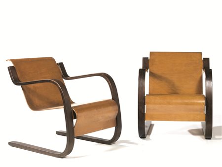 Alvar Aalto (Kuortane 1898 &ndash; Helsinki 1976)COPPIA DI POLTRONCINE N...