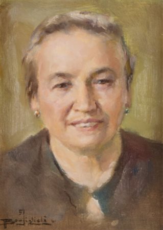 UMBERTO BONFIGLIOLI (Bologna 1892 - 1974) "Ritratto", 1951. Olio su cartone...