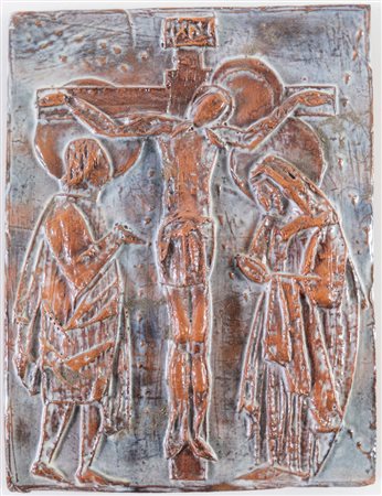 GIANCARLO PIANI (Predappio 1940 - Faenza 1999) "Via Crucis". Bassorilievo in...