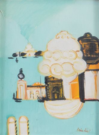 REMO BRINDISI (Roma 1918 - Lido di Spina 1996) "Venezia", anni '70. Olio su...