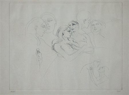 ALBERTO SUGHI (Cesena 1928 - Bologna 2012) "Senza titolo". Litografia su...